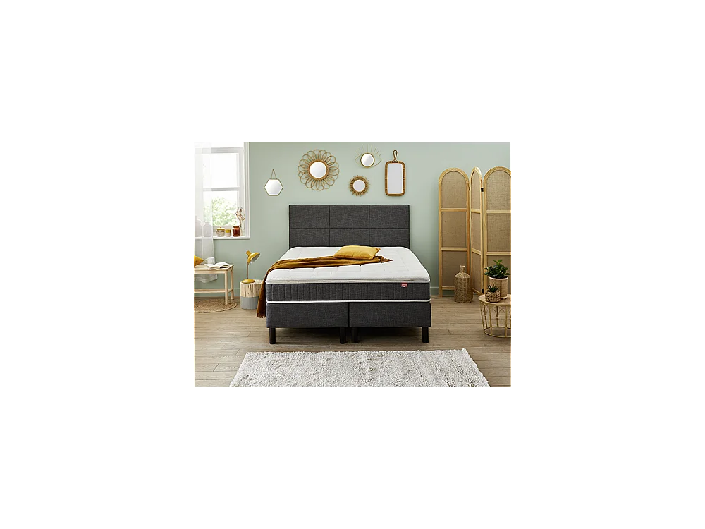 Ensemble Epeda Enchanteur Gris Chiné 160x200 - Double Sommier