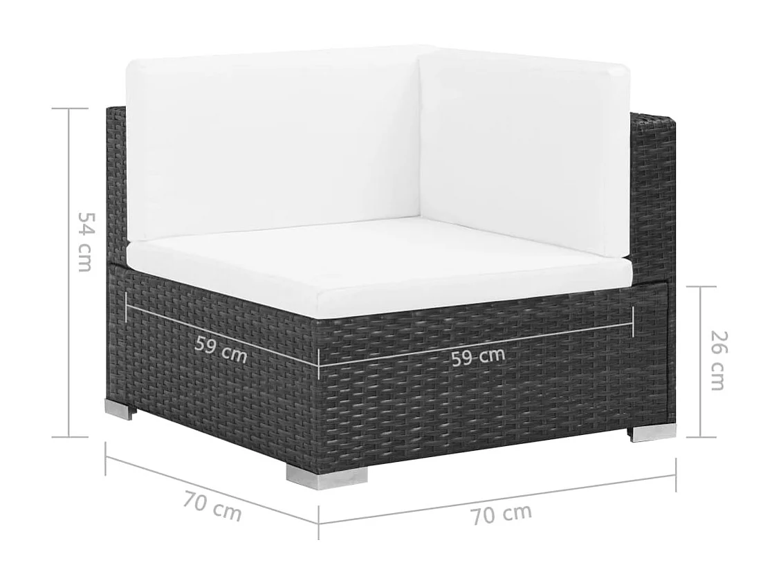 Set Divani da Giardino 6 pz con Cuscini in Polyrattan Nero