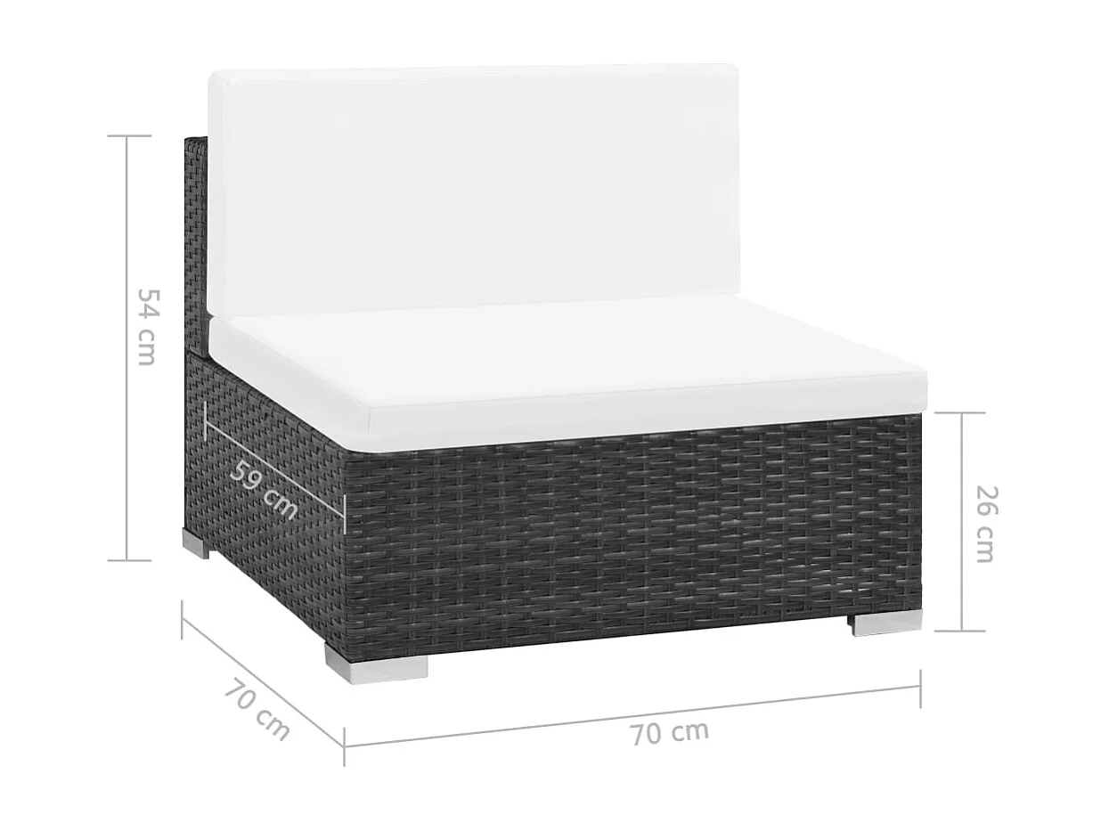 Set Divani da Giardino 6 pz con Cuscini in Polyrattan Nero