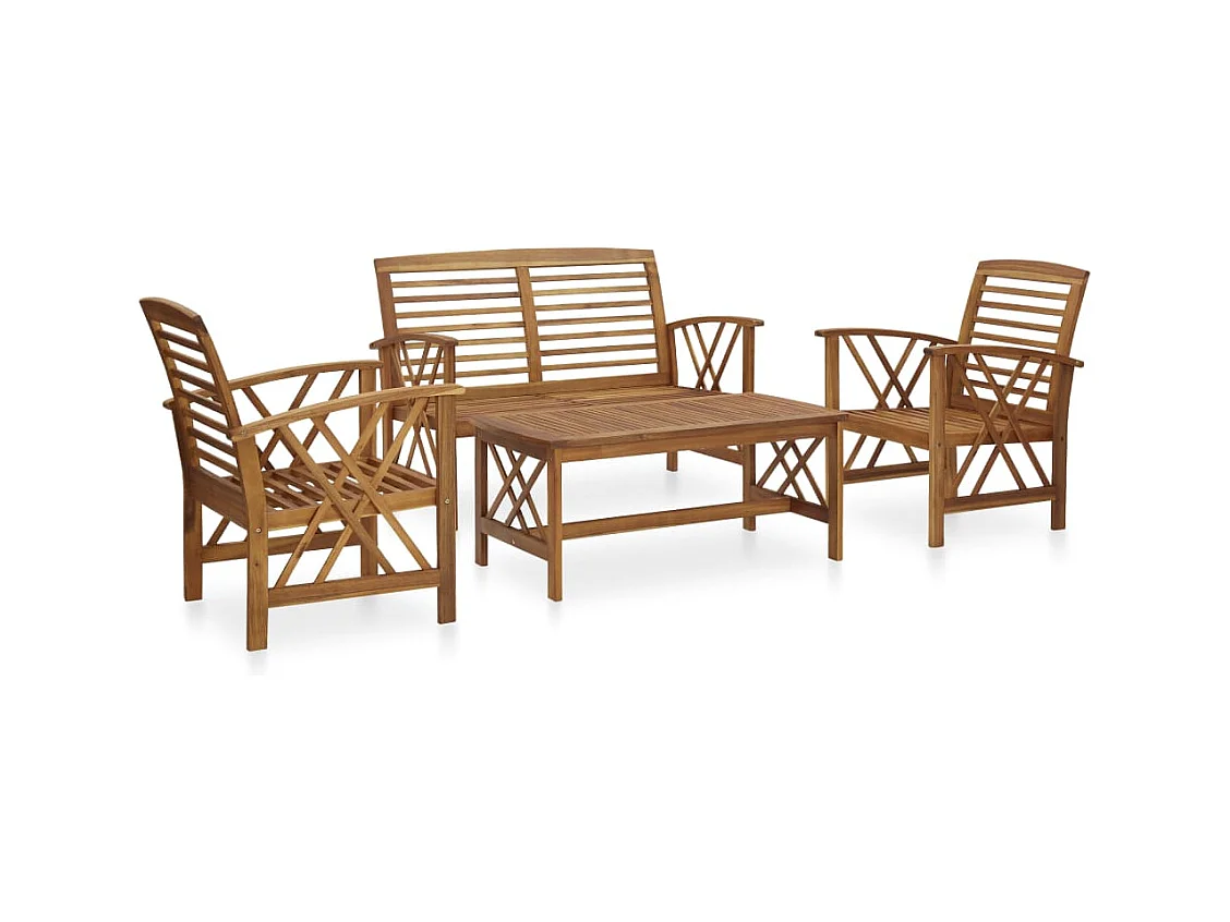4-tlg. Garten-Lounge-Set Massivholz Akazie