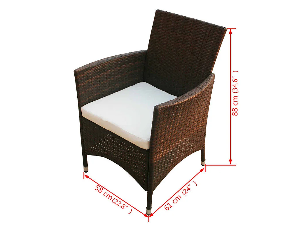 Ensemble à manger d'extérieur avec coussins 9pcs Résine tressée