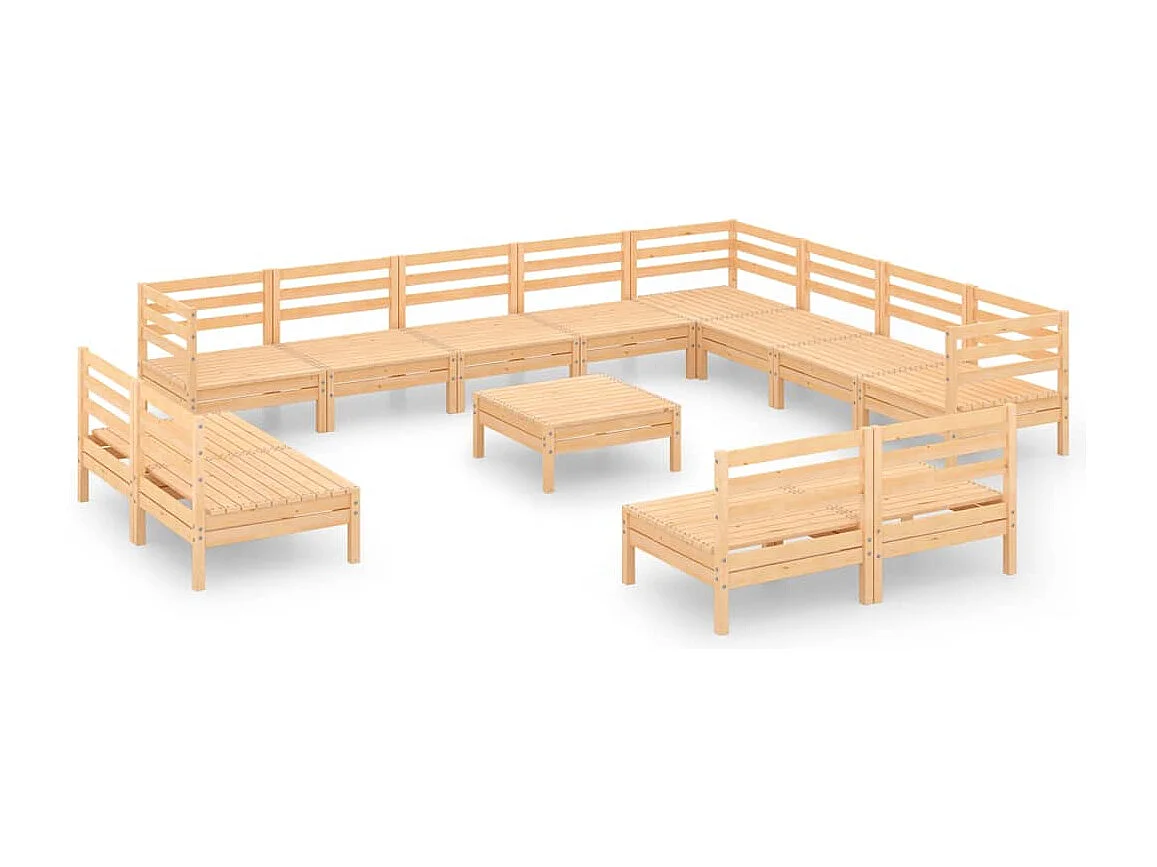 13-tlg. Garten-Lounge-Set Massivholz Kiefer