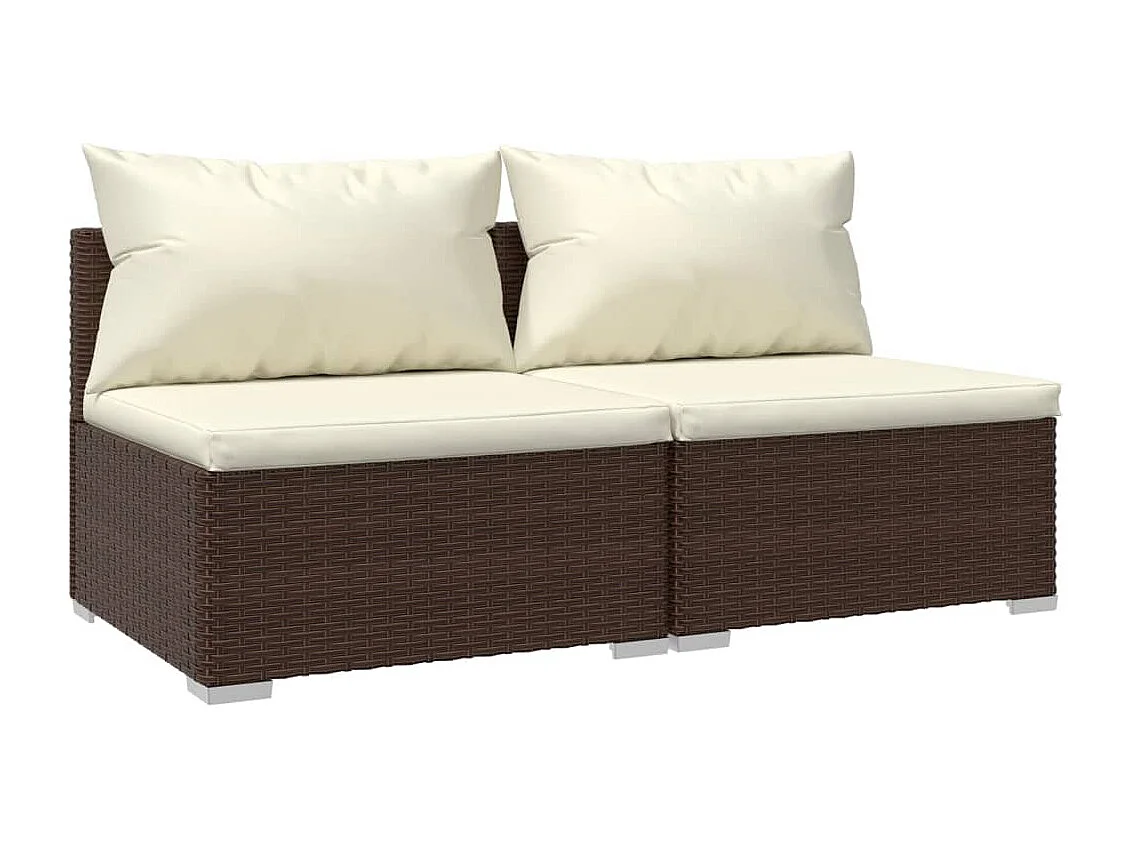 Salon de jardin 2 pcs avec coussins Résine tressée Marron