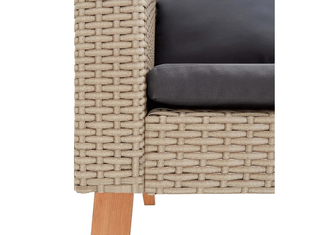 4-tlg. Garten-Lounge-Set mit Auflagen Poly Rattan Beige