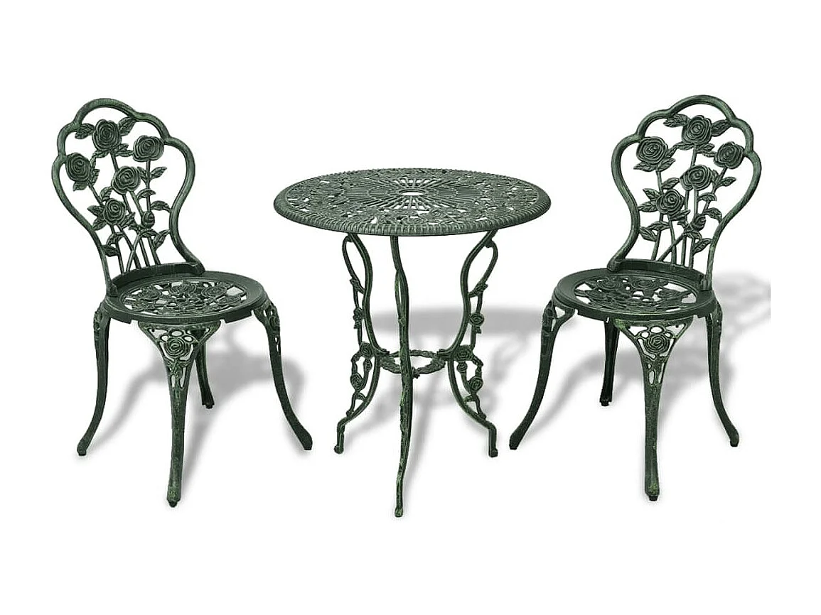 Ensemble de bistro 3 pcs Aluminium coulé Vert