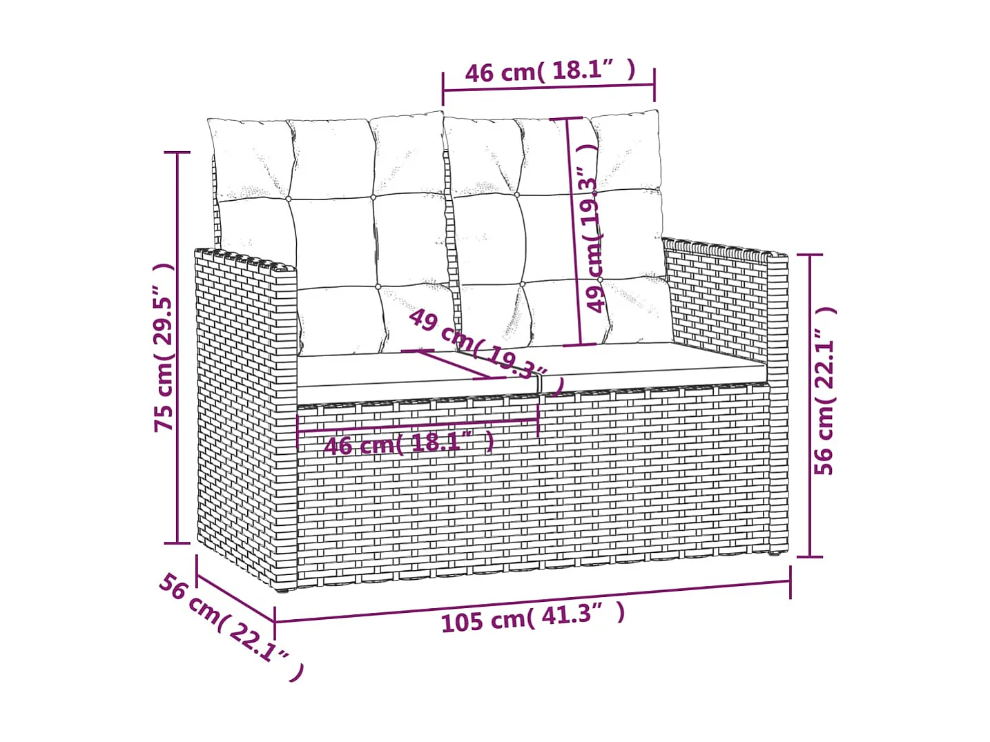 Mobilier d'extérieur 4 pcs avec coussins Résine tressée Gris
