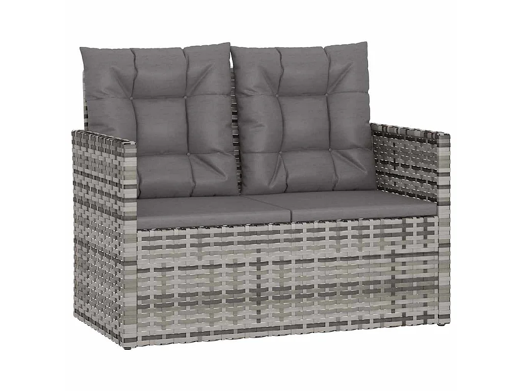 Mobilier d'extérieur 4 pcs avec coussins Résine tressée Gris