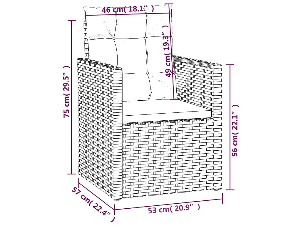 Mobilier d'extérieur 4 pcs avec coussins Résine tressée Gris