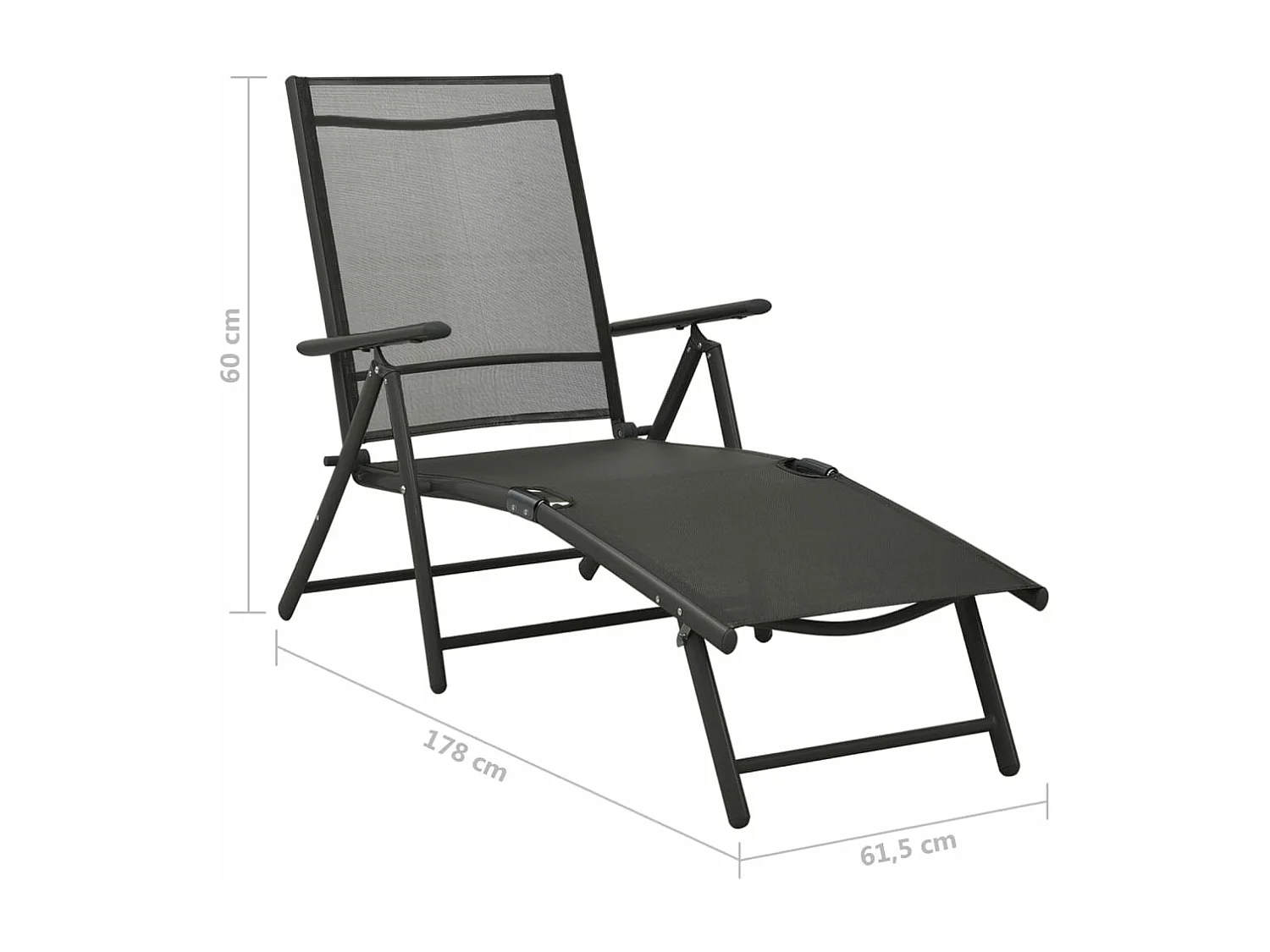 3 pcs conjunto lounge para jardim textilene e alumínio preto