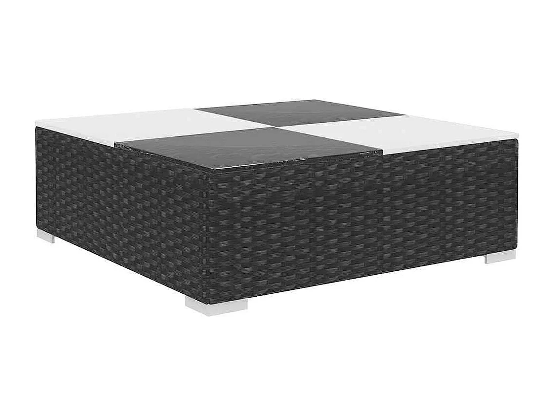 Salon de jardin 8 pcs avec coussins Résine tressée Noir