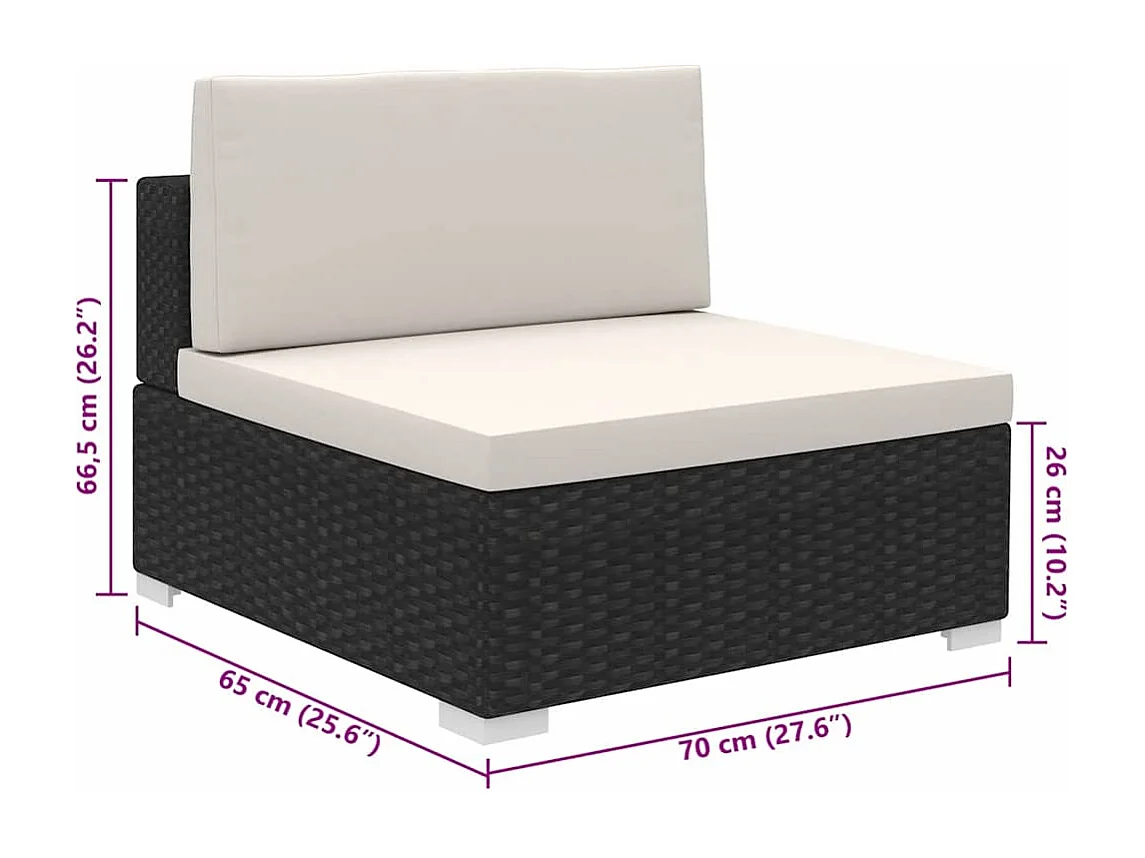 Salon de jardin 8 pcs avec coussins Résine tressée Noir