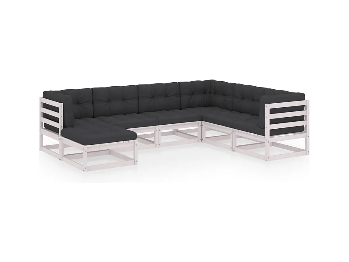 7-tlg. Garten-Lounge-Set mit Kissen Massivholz Kiefer
