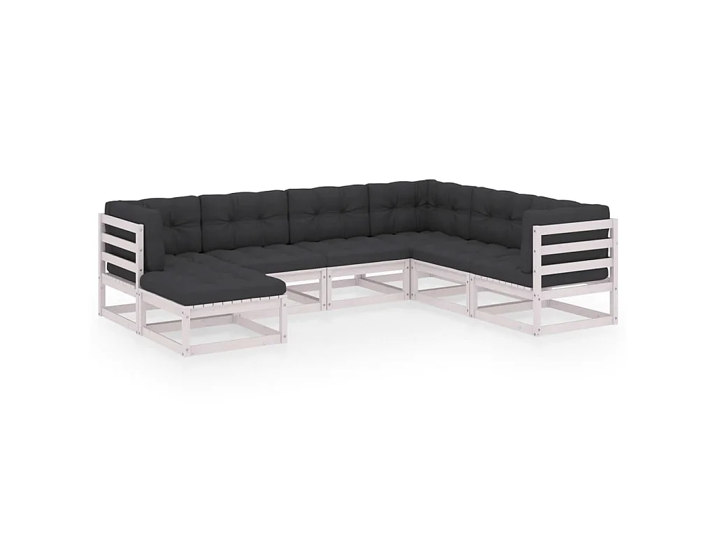 7-delige Loungeset met kussens massief grenenhout