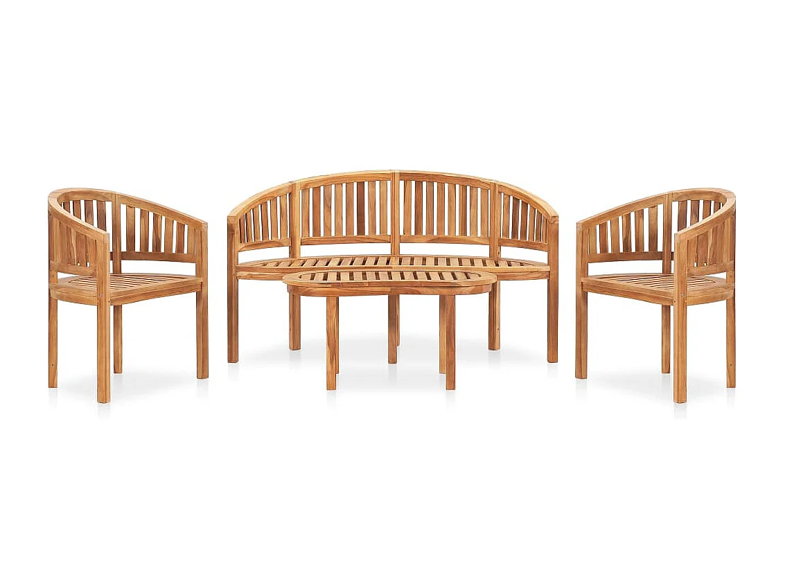 4-tlg. Garten-Lounge-Set Massivholz Teak