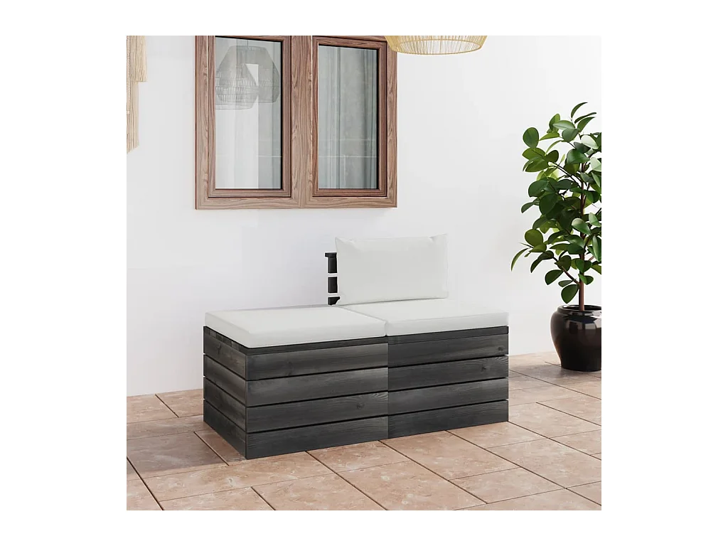 Salon palette de jardin 2 pcs avec coussins Bois de pin massif