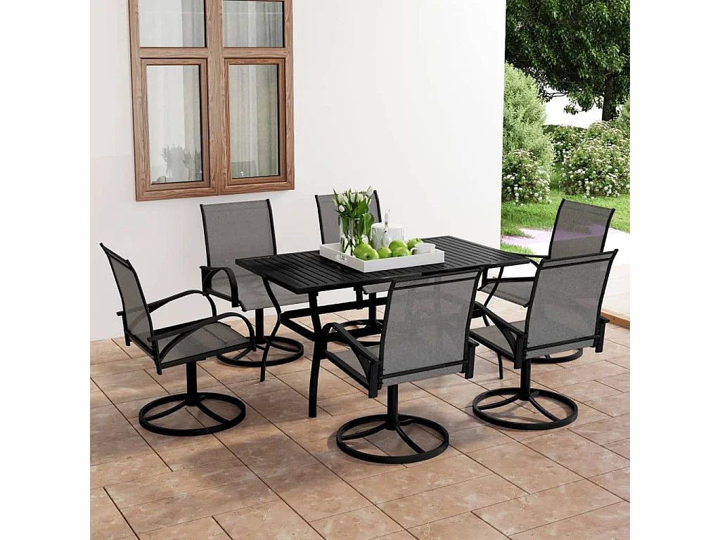 Ensemble à manger de jardin 7 pcs textilène et acier