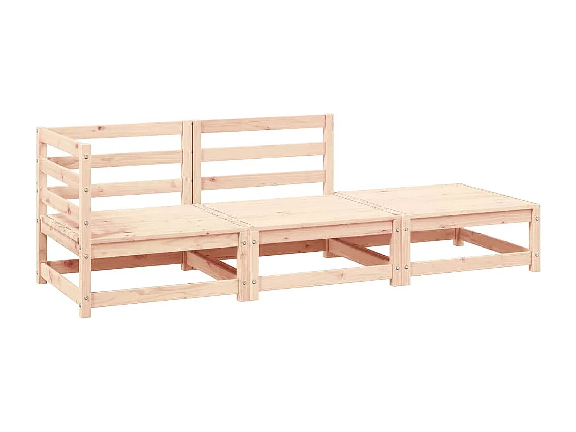 3-tlg. Garten-Lounge-Set Massivholz Kiefer