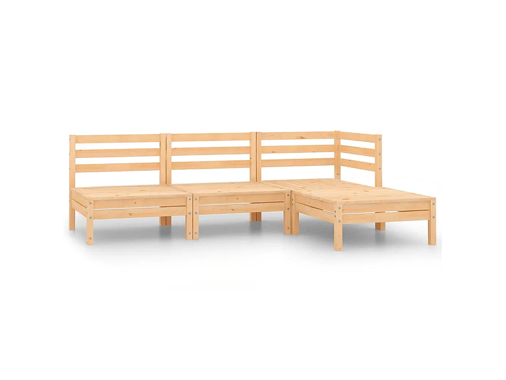 4-tlg. Garten-Lounge-Set Massivholz Kiefer