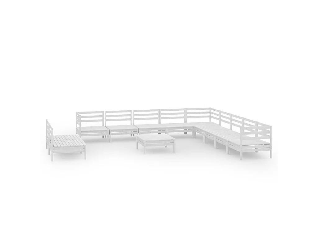 12-delige Loungeset massief grenenhout wit