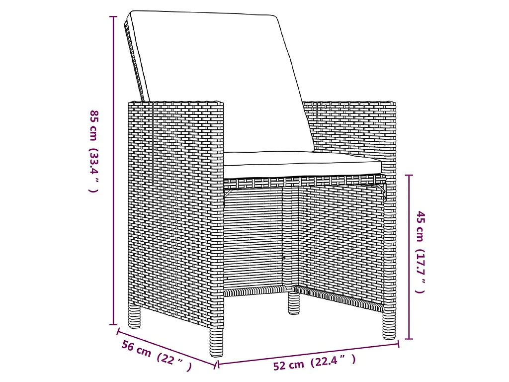 21-delige Tuinset met kussens poly rattan zwart