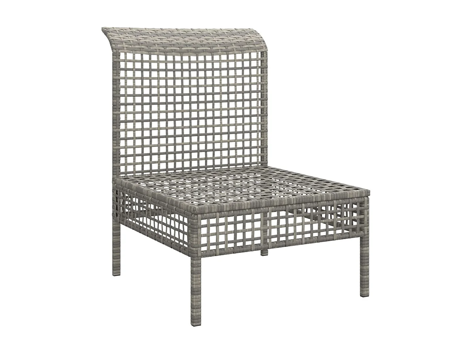 Garten-Mittelsofa mit Kissen Grau Poly Rattan