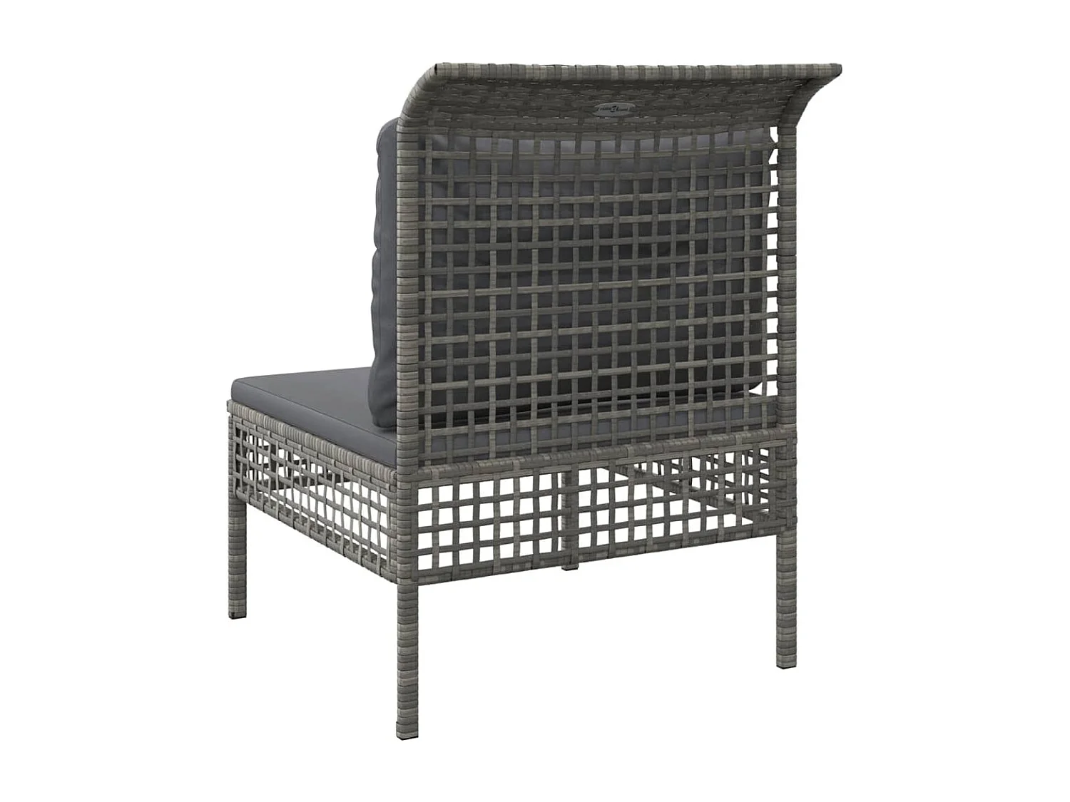 Garten-Mittelsofa mit Kissen Grau Poly Rattan