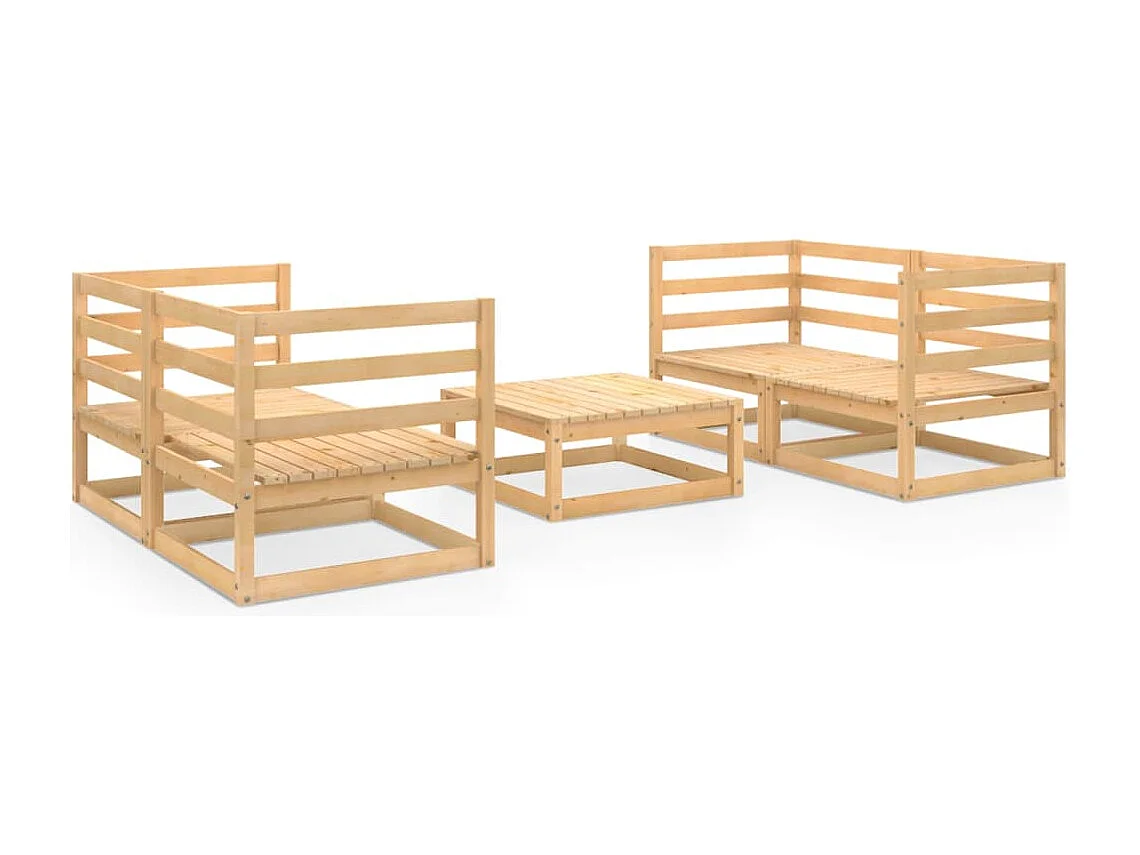 5 pcs conjunto lounge de jardim pinho maciço