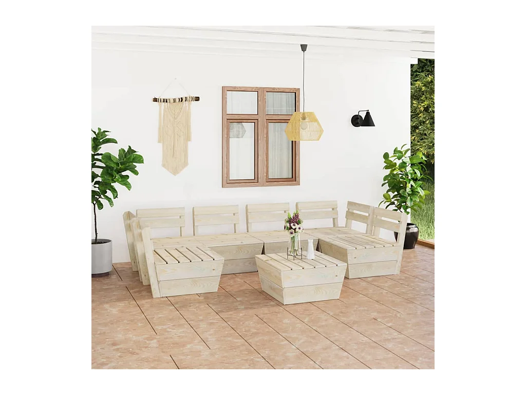 Salon de jardin palette 7 pcs Bois d'épicéa imprégné