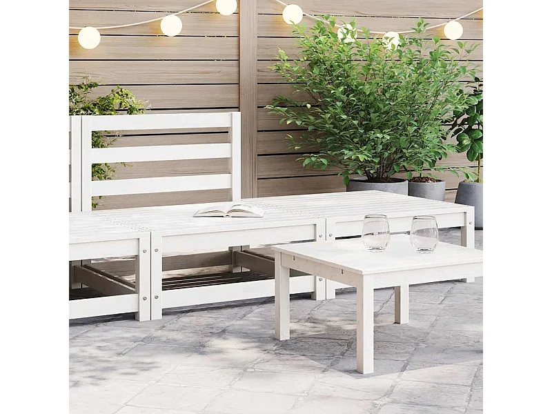 2-delige Loungeset massief grenenhout wit