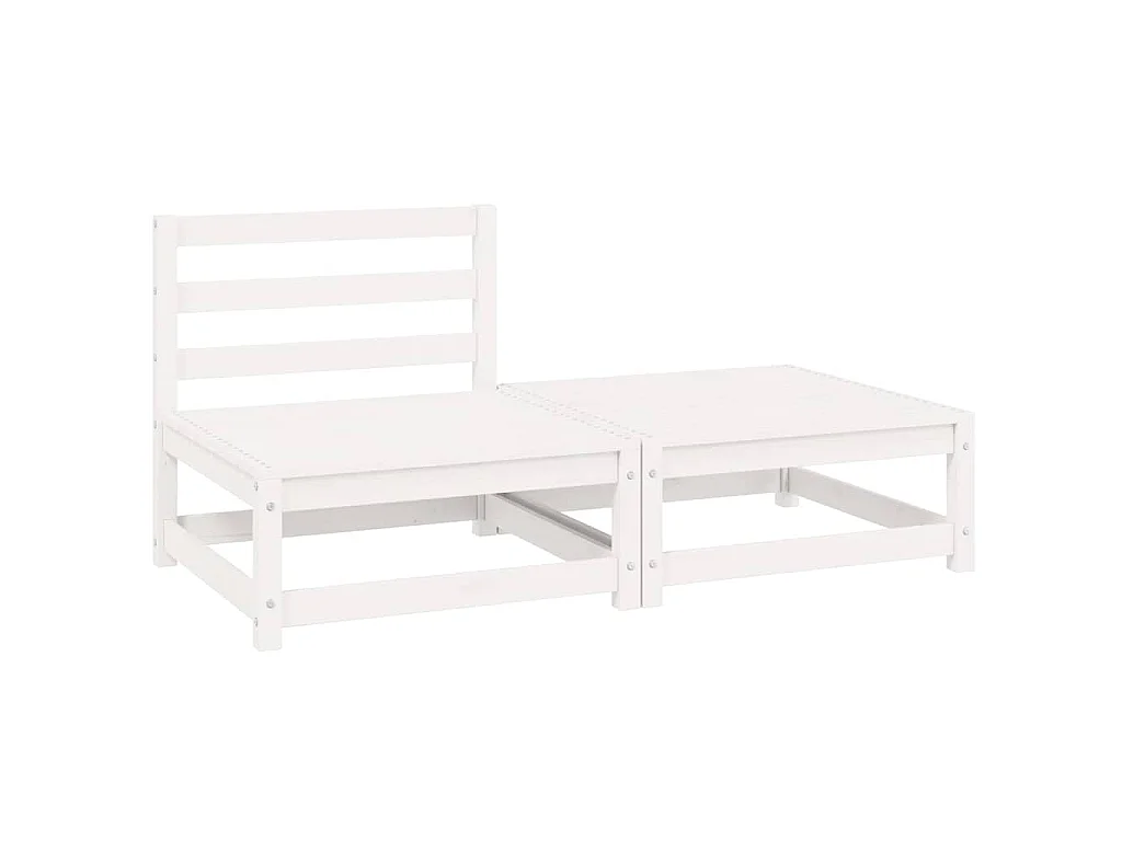 Set Divani da Giardino 2 pz Bianchi in Legno Massello di Pino
