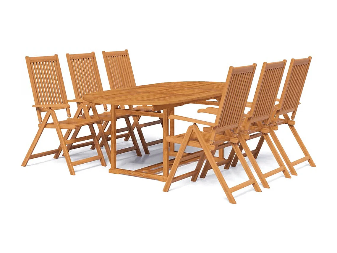 7-delige Tuinset massief acaciahout 150-200 cm