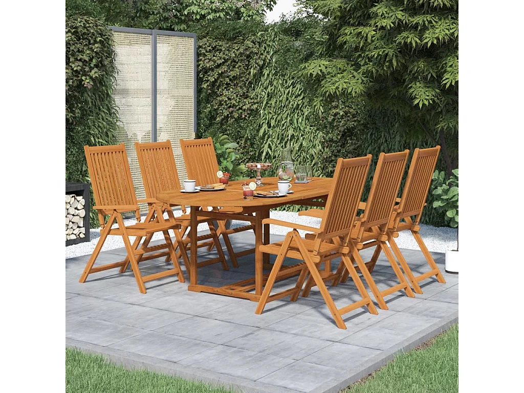7-delige Tuinset massief acaciahout 150-200 cm