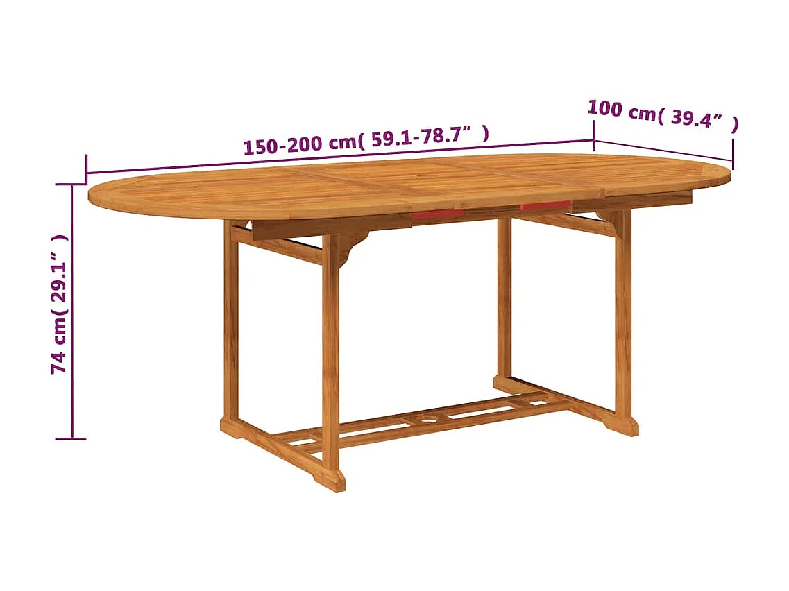7-delige Tuinset massief acaciahout 150-200 cm