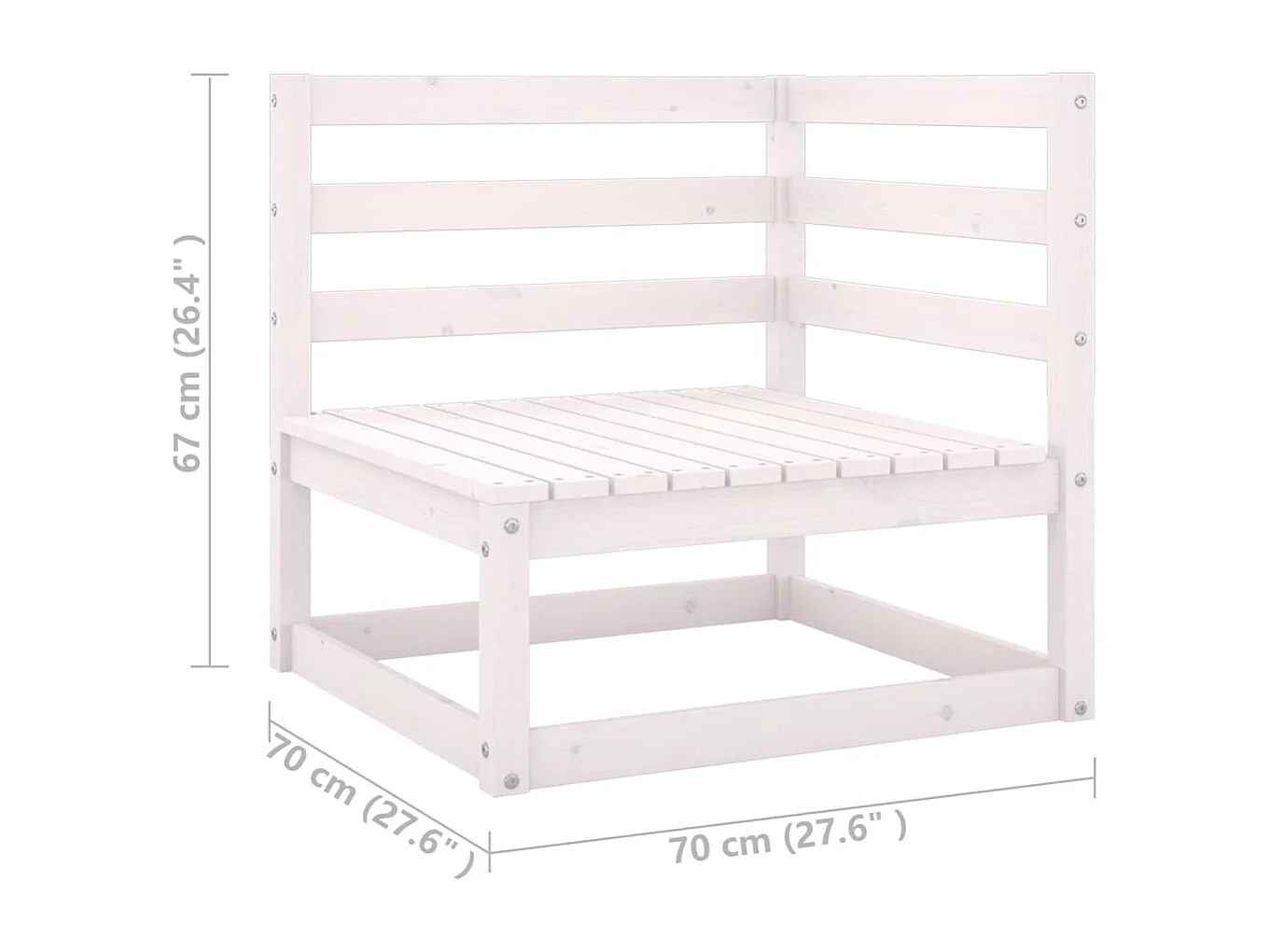 10-tlg. Garten-Lounge-Set mit Kissen Weiß Massivholz Kiefer