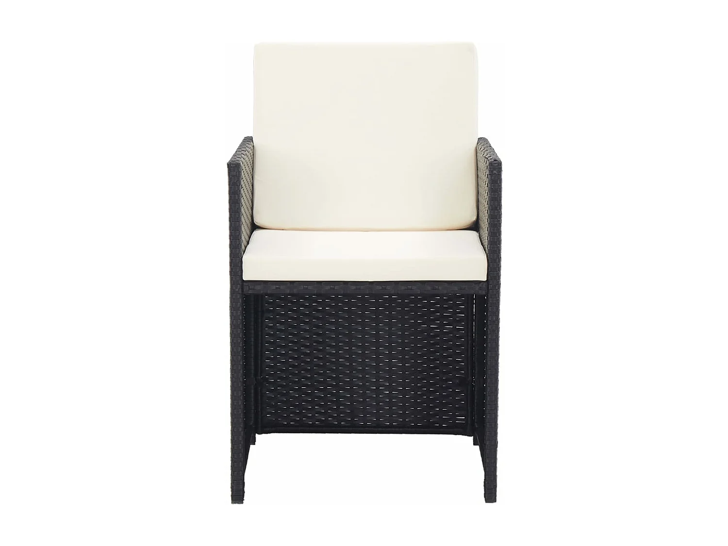 Set da Pranzo da Giardino 15 pz con Cuscini in Polyrattan Nero