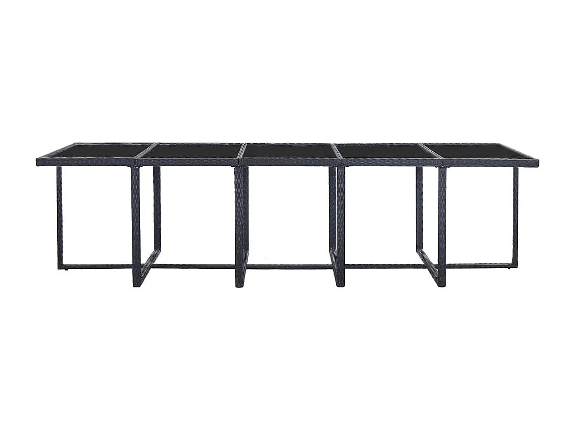 Ensemble à manger d'extérieur 15 pcs avec coussins rotin Noir