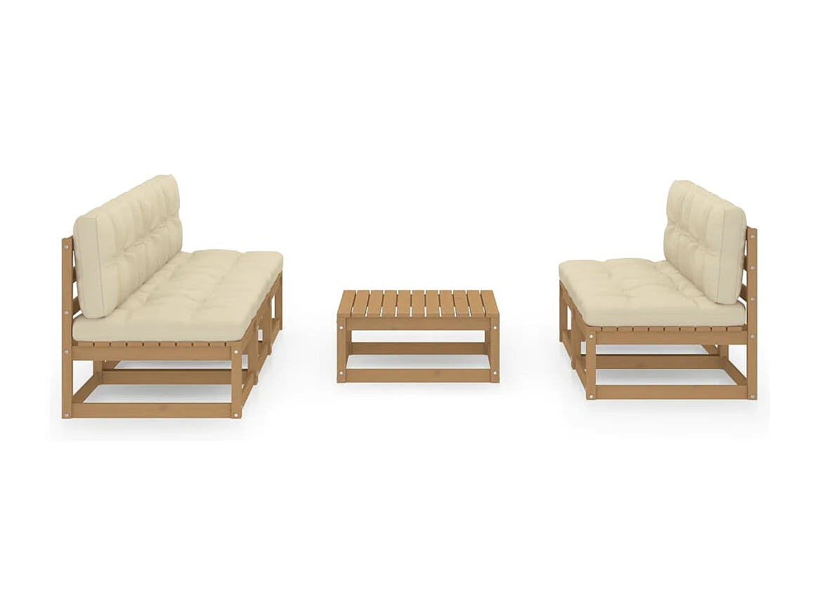 Salon de jardin 6 pcs avec coussins Bois de pin massif