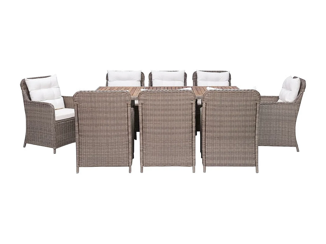 Ensemble à manger d'extérieur avec coussins 9pcs Résine tressée