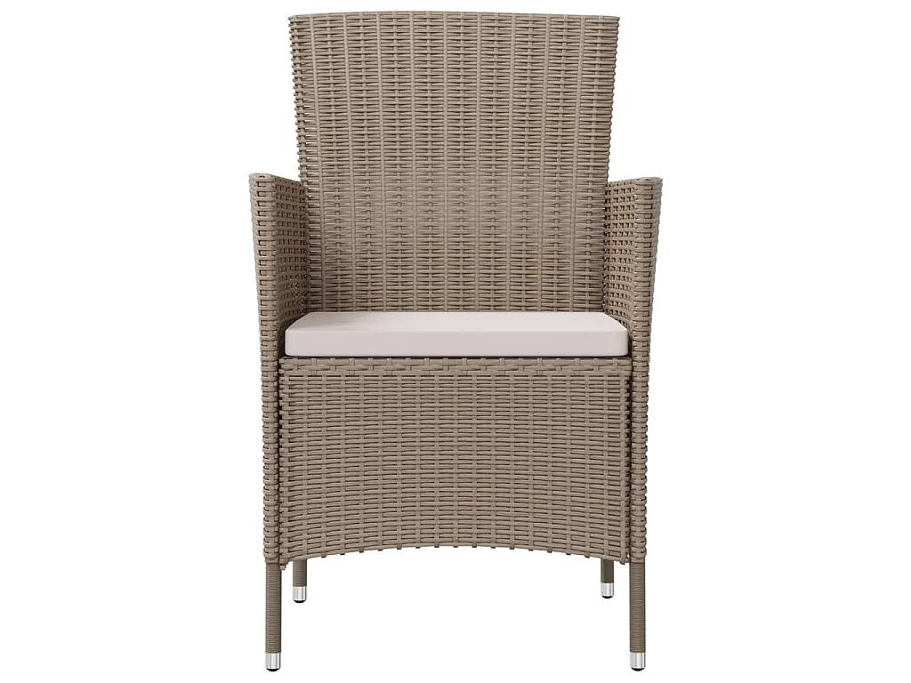 Ensemble à manger d'extérieur 3 pcs et coussins Résine tressée