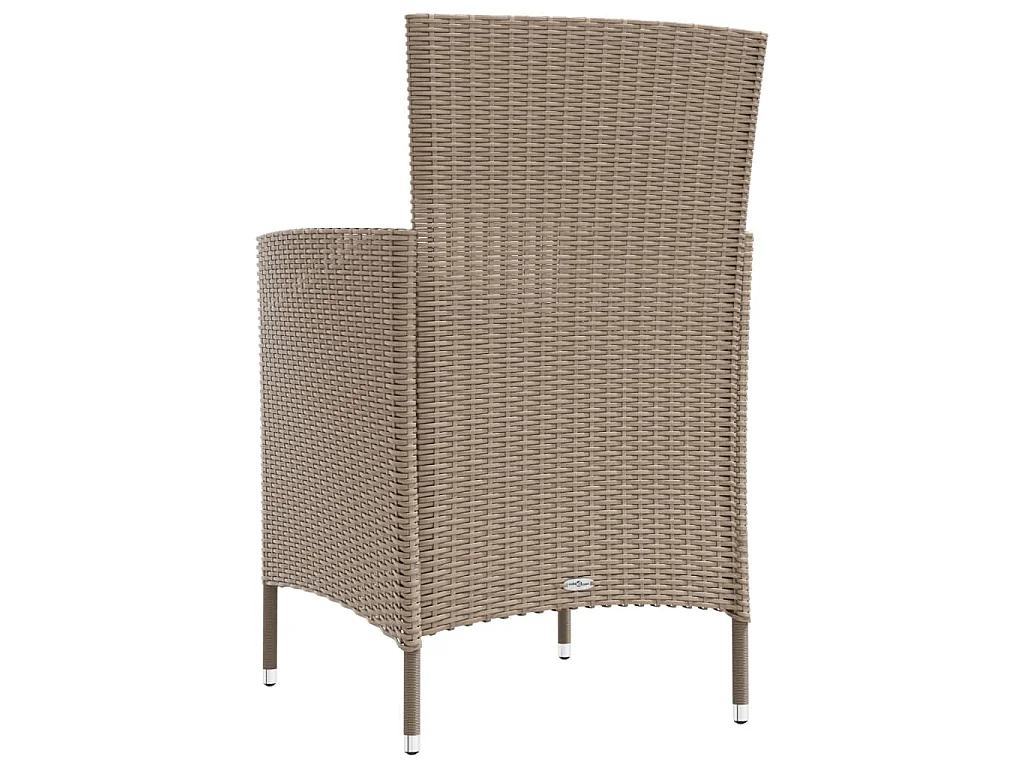 Ensemble à manger d'extérieur 3 pcs et coussins Résine tressée