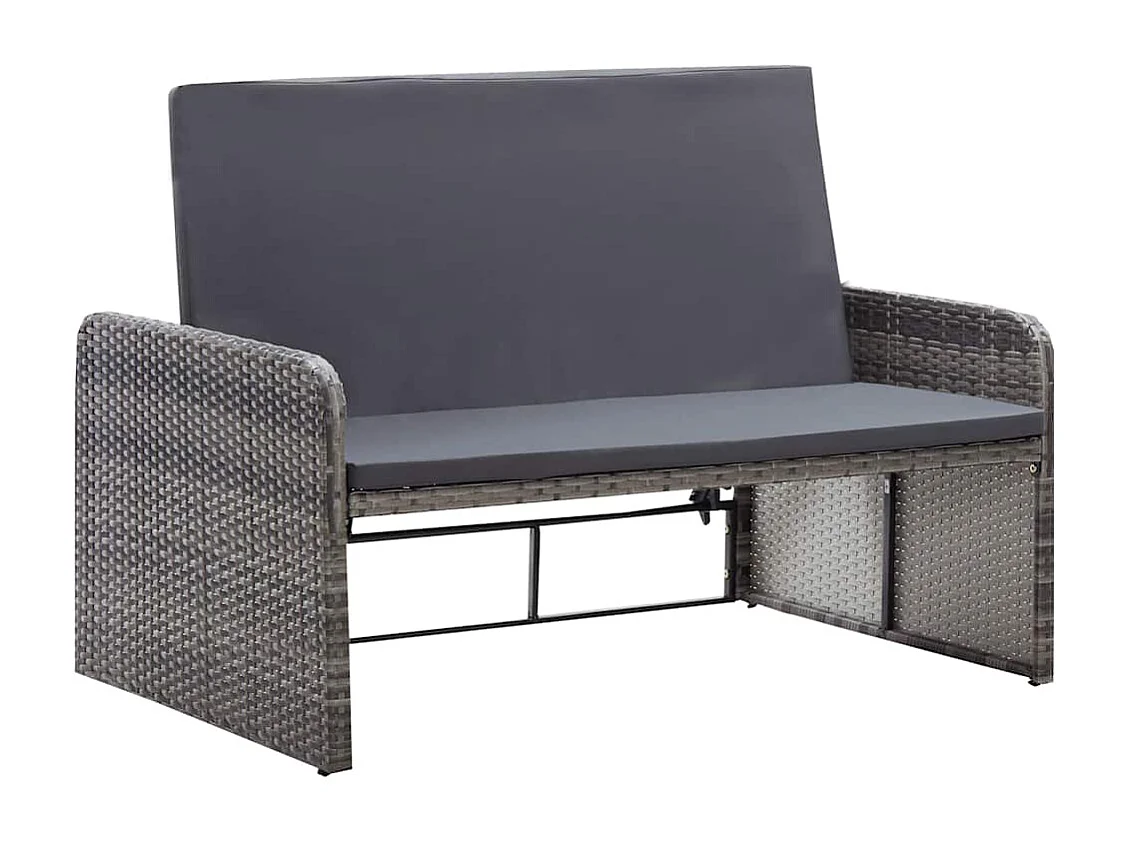 Salon de jardin 2 pcs avec coussins Résine tressée Gris