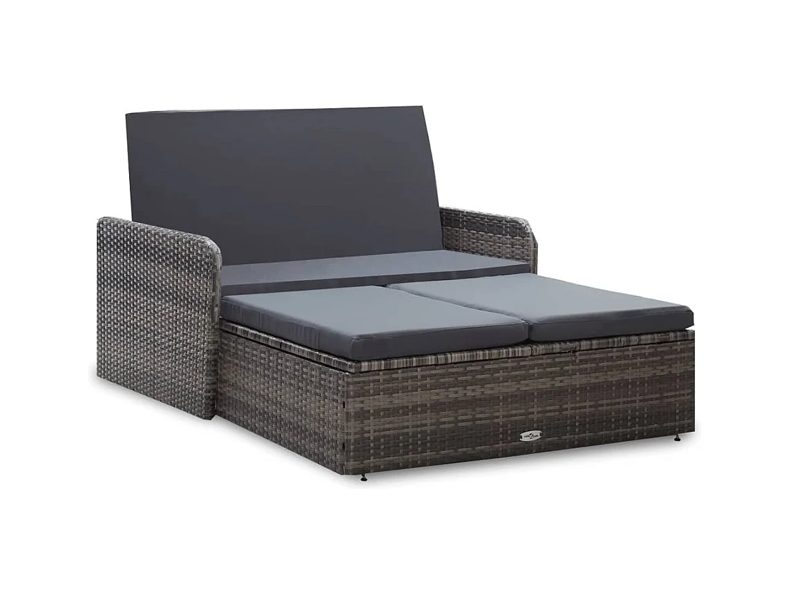 Salon de jardin 2 pcs avec coussins Résine tressée Gris