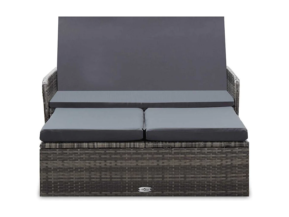 Set Divani da Giardino 2 pz con Cuscini in Polyrattan Grigio