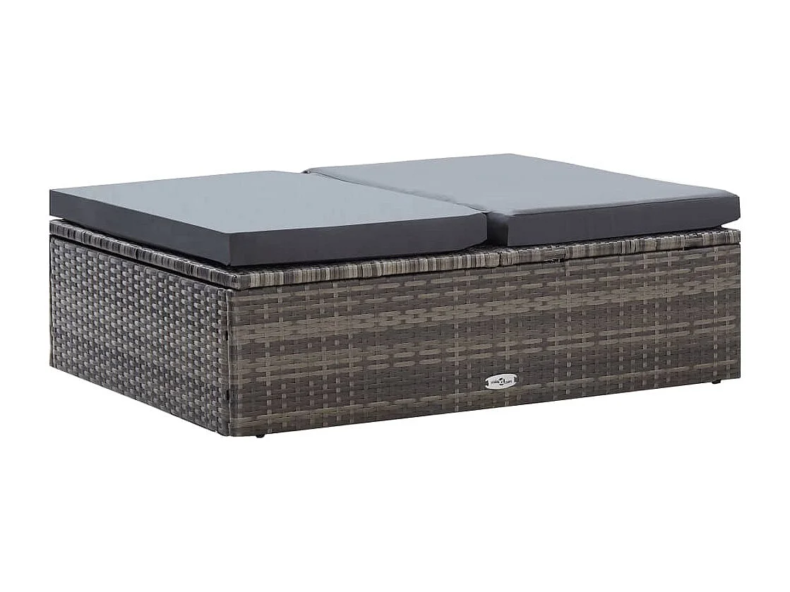 Set Divani da Giardino 2 pz con Cuscini in Polyrattan Grigio