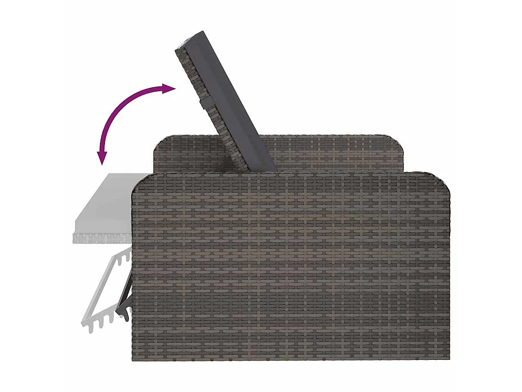 2-tlg. Garten-Lounge-Set mit Auflagen Poly Rattan Grau