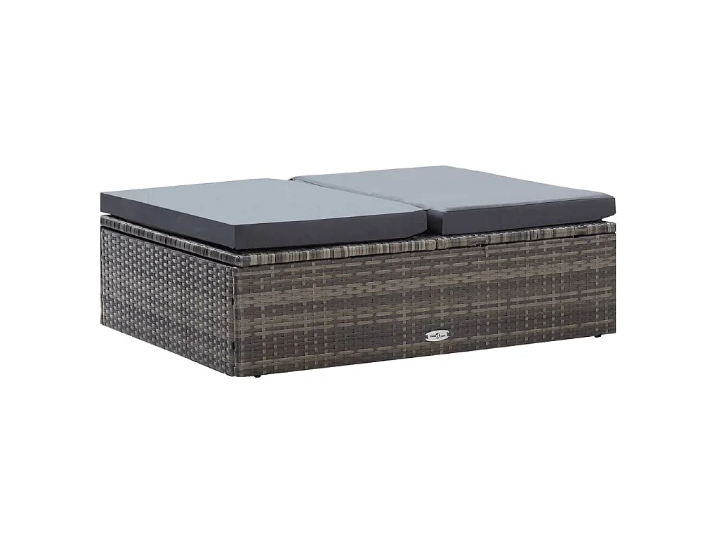 2-tlg. Garten-Lounge-Set mit Auflagen Poly Rattan Grau