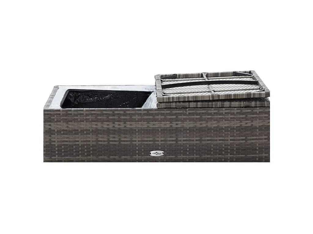 2-tlg. Garten-Lounge-Set mit Auflagen Poly Rattan Grau