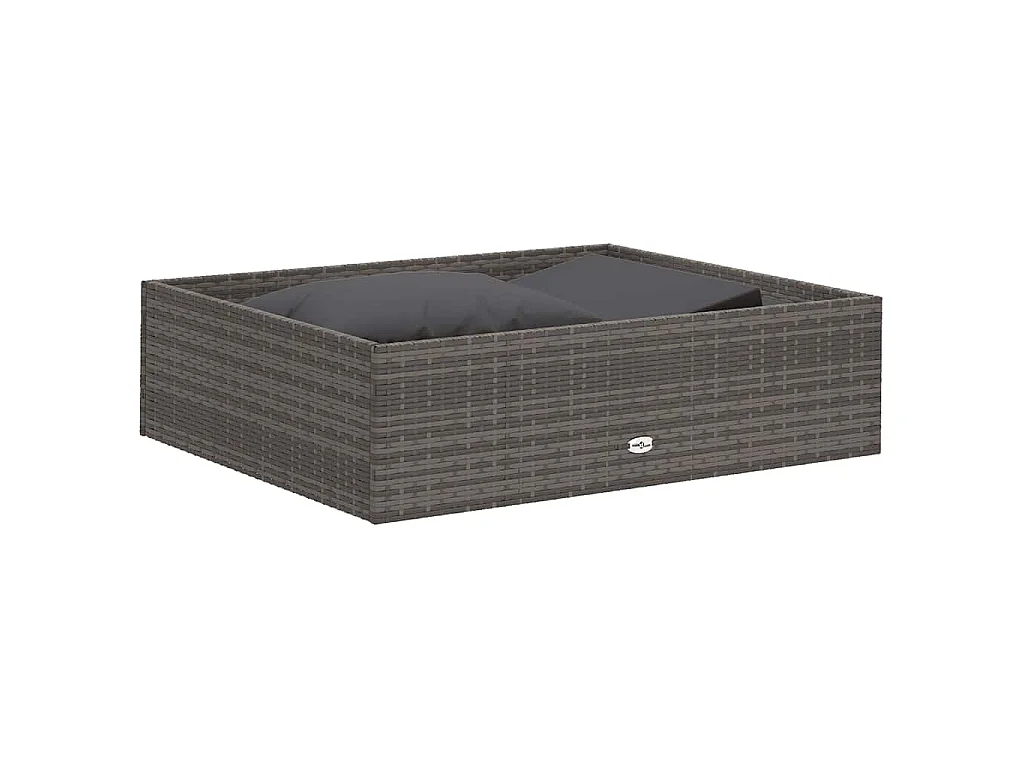 2-tlg. Garten-Lounge-Set mit Auflagen Poly Rattan Grau