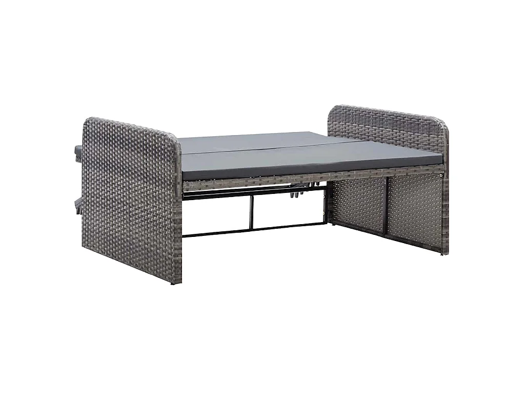 Salon de jardin 2 pcs avec coussins Résine tressée Gris