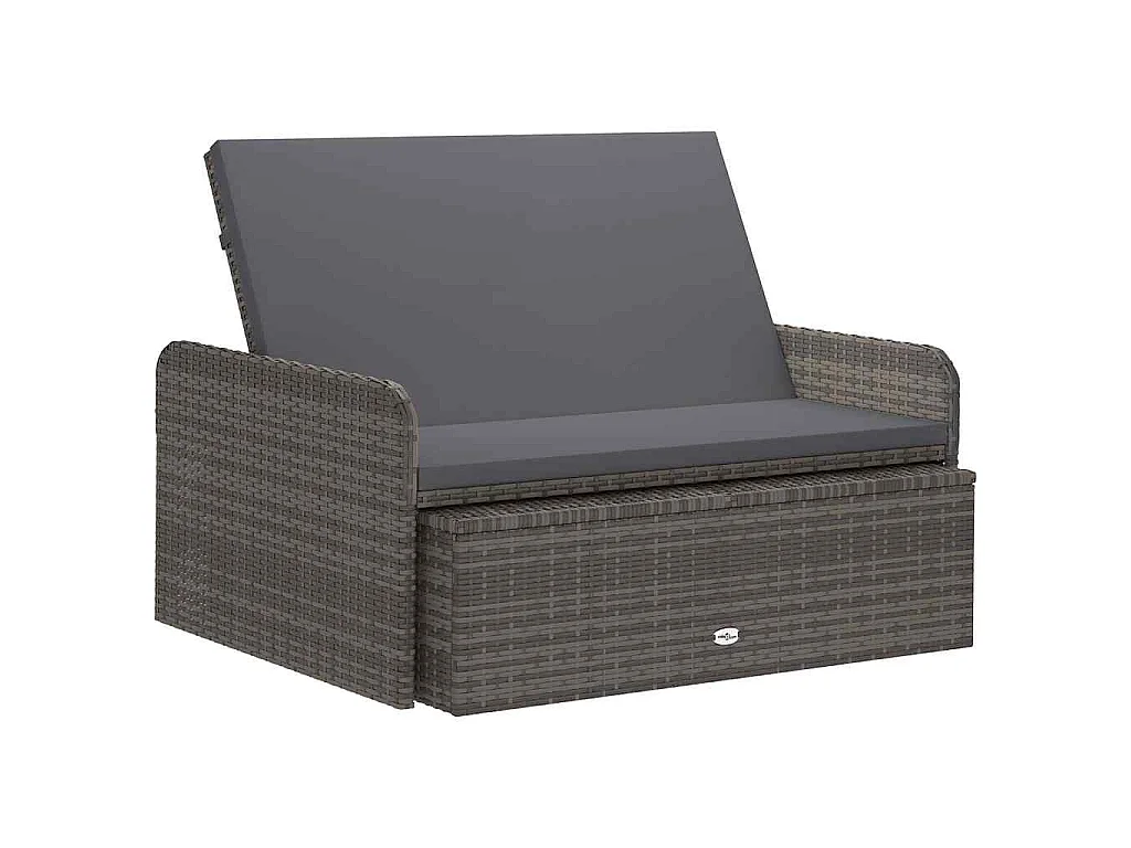 Salon de jardin 2 pcs avec coussins Résine tressée Gris